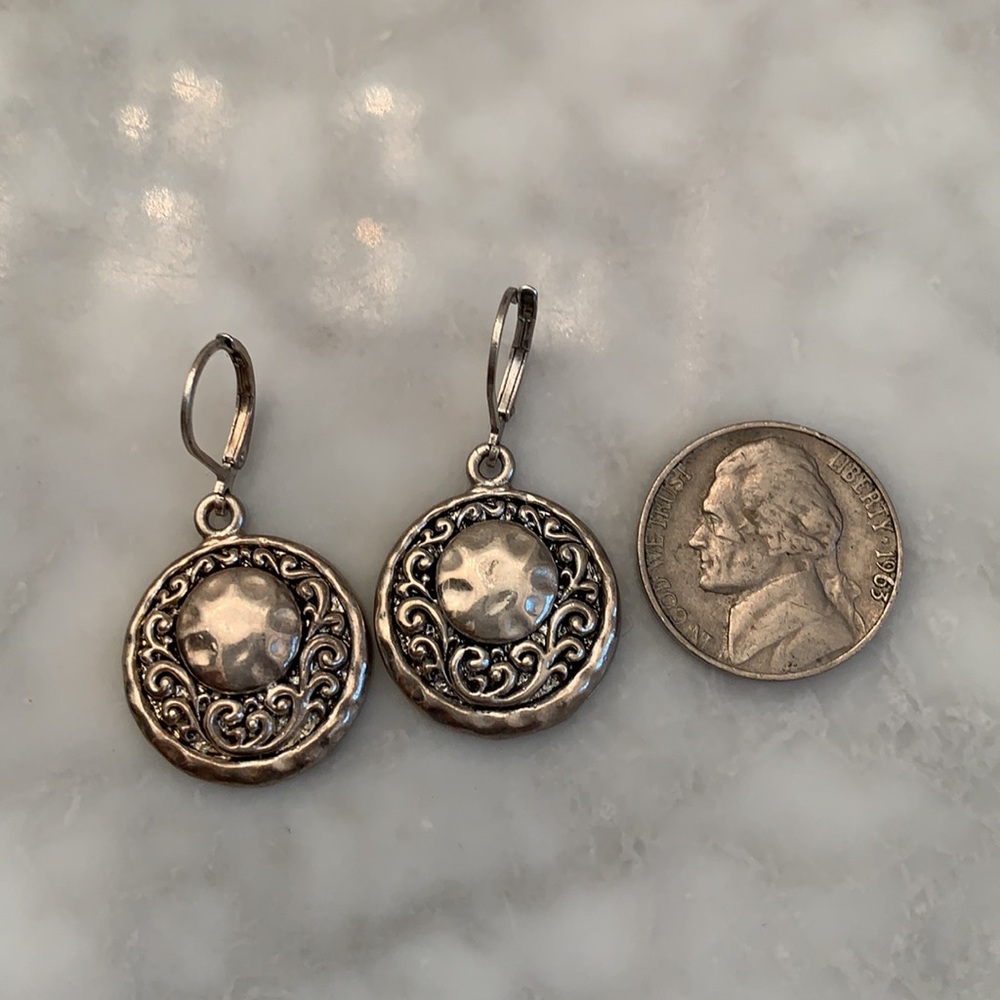 Silver Disc earrings - Picture 2 of 4
